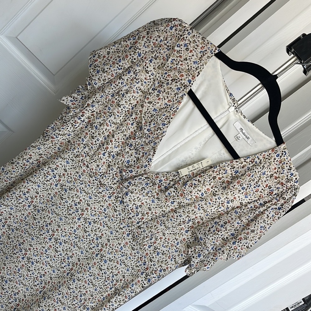 Madewell flutter sleeve silk dress size 10 nwt